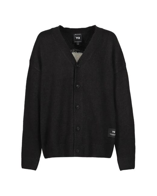 Y-3 Black Chito Graphic Knitted Cardigan for men