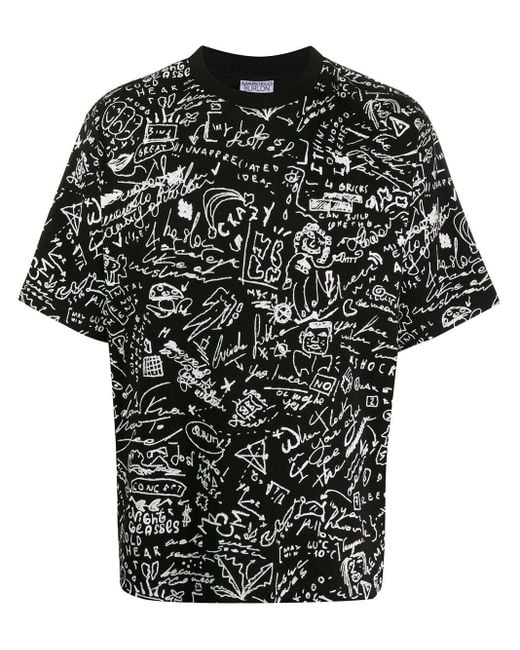 Marcelo Burlon Black Doodle Print T-shirt for men
