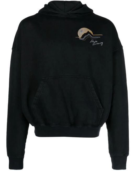 Rhude Black Awakening Graphic-Print Cotton Hoodie for men