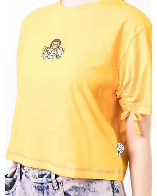 A Bathing Ape Yellow Logo-Print T-Shirt
