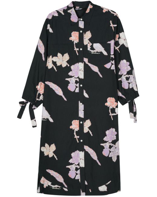 Bimba Y Lola Black Floral-print Shirt Dress