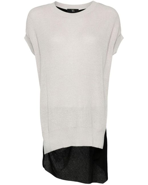 Y's Yohji Yamamoto Katoenen Asymmetrisch T-shirt Met Gelaagd Effect in het White