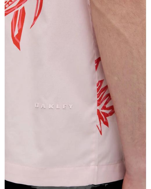 Oakley Pink Hibiscus Breeze Floral-Print Short-Sleeve Shirt for men