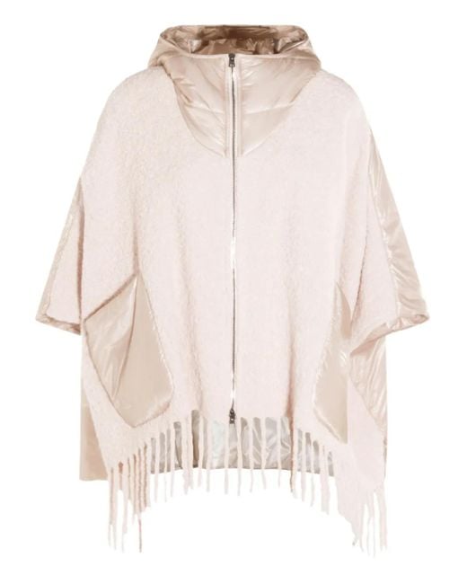 Herno Pink Hooded Fringed Cape