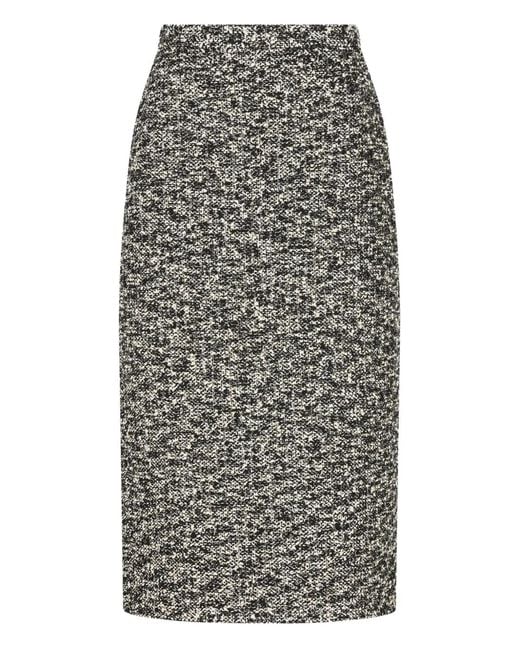 Gucci Gray Textured Midi Skirt