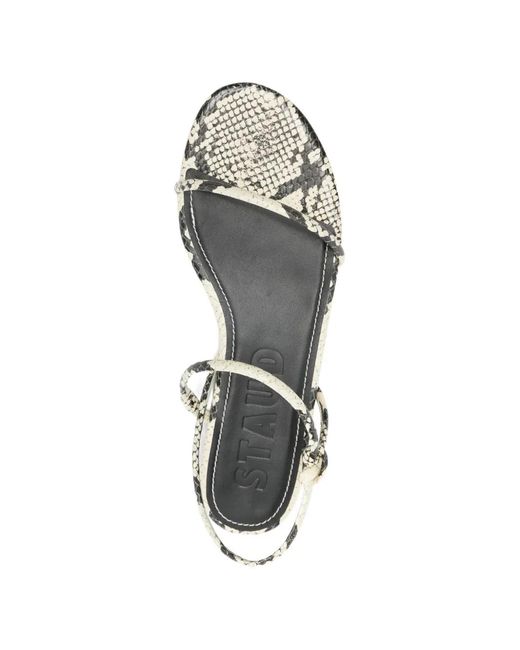 Staud White Laurel Snakeskin-Print Sandals