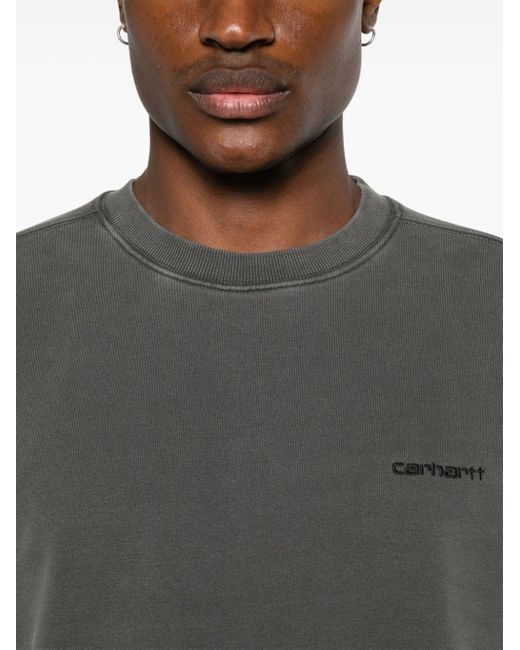Carhartt Gray Logo-embroidered Cotton Sweatshirt for men
