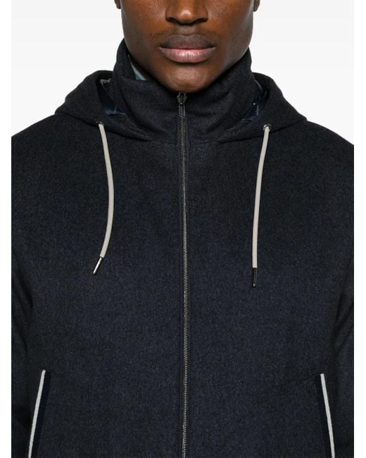 Herno Black Felted Hooded Jacket for men