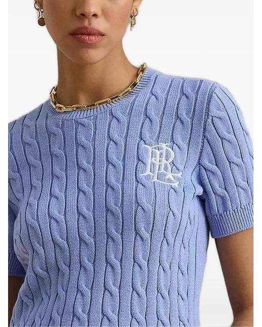 Ralph Lauren Blue Cable-Knit Intarsia T-Shirt