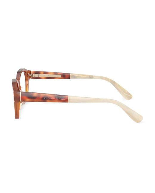 Brunello Cucinelli Brown Rectangle-Frame Glasses for men