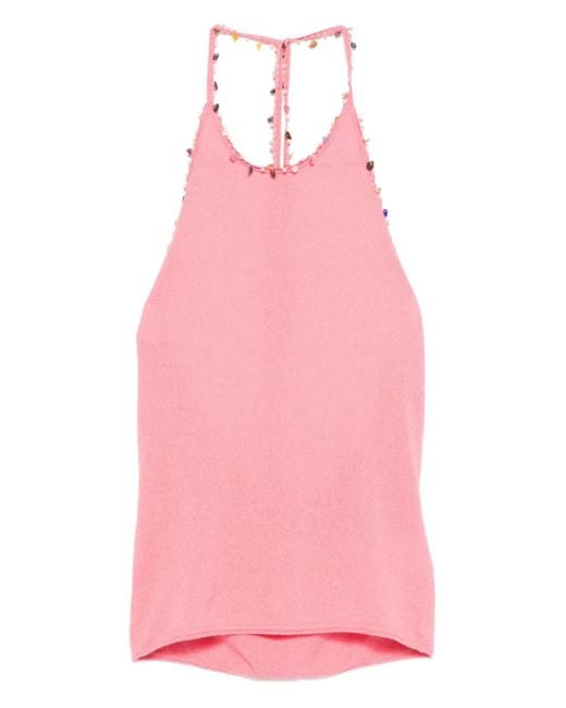 Christopher Esber Cropped Haltertop Met Kralen in het Pink
