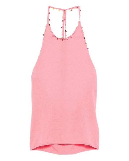 Christopher Esber Pink Beaded Halterneck Top
