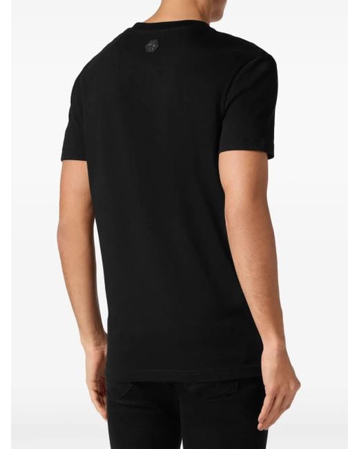 Philipp Plein Black T-Shirt Round Neck Ss Gothic Plein for men