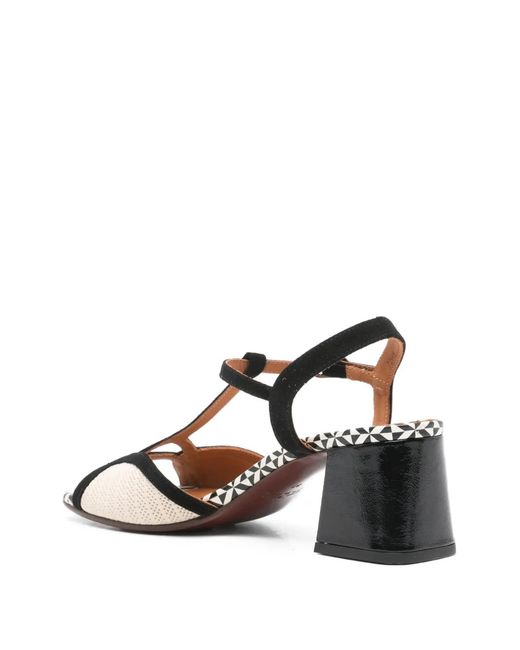 Chie Mihara Black Lupika T-Strap Patterned Sandals
