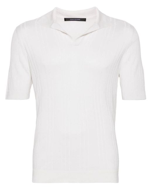 Tagliatore White Pavel Silk Polo Shirt for men