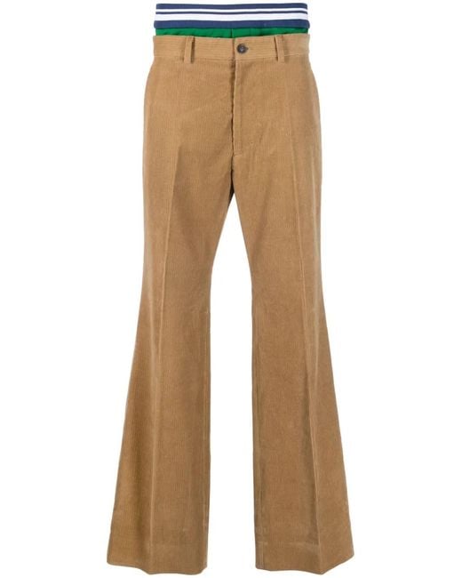 DSquared² Brown Double-Waistband Corduroy Trousers for men