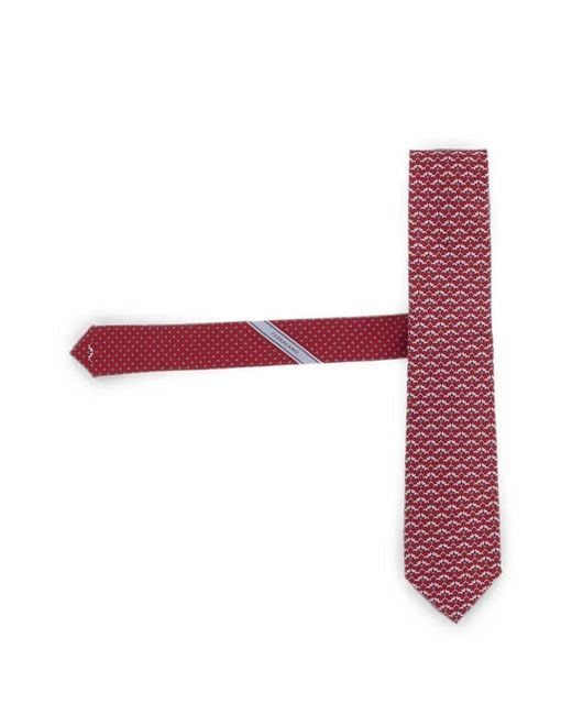 Ferragamo Red Geometric-Print Silk Tie for men