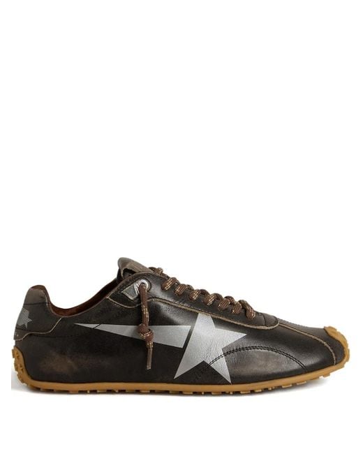 Golden Goose Deluxe Brand Black Marathon Speed Leather Logo-Printed Sneakers