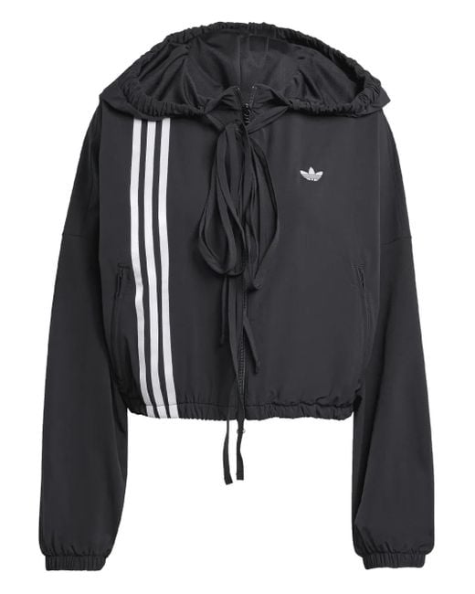 Adidas Black Three-Stripes Drawstring Hoodie