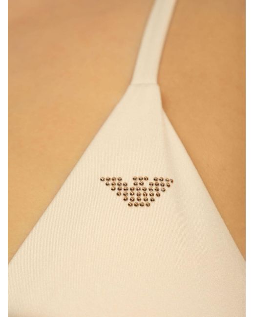 Emporio Armani White Logo-appliqué Triangle Bikini
