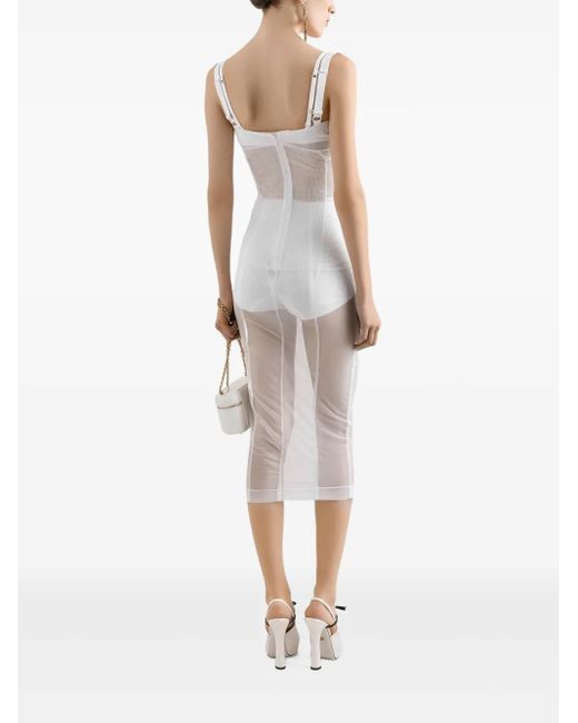 Dolce & Gabbana White Corset-Style Midi Dress