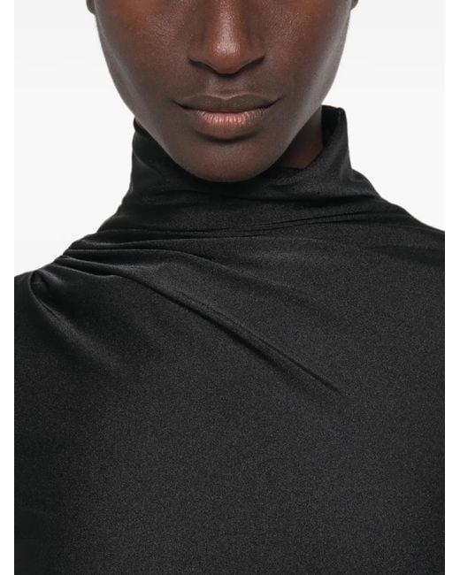 ANDAMANE Black Oleandra Ruched High-Neck Mini Dress