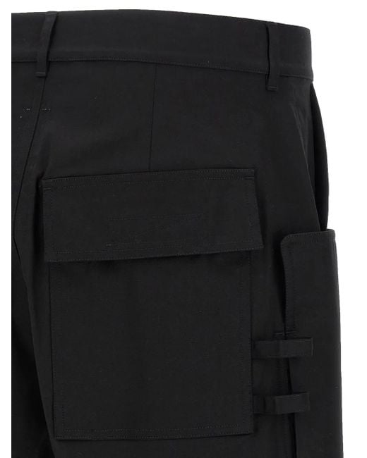 Rick Owens Black Stefan Cargo Frayed-Hem Shorts for men
