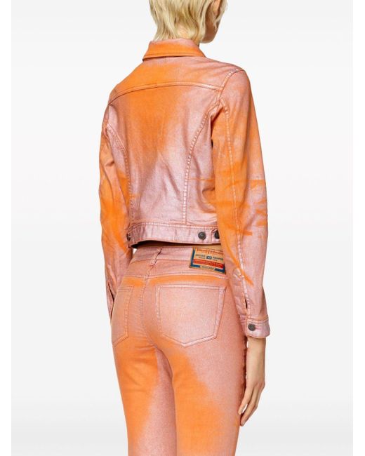 DIESEL Orange De-slimmy-s Cropped Denim Jacket