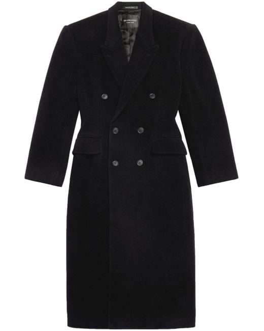 Manteau cintré Cinched à boutonnière croisée Balenciaga en coloris Black