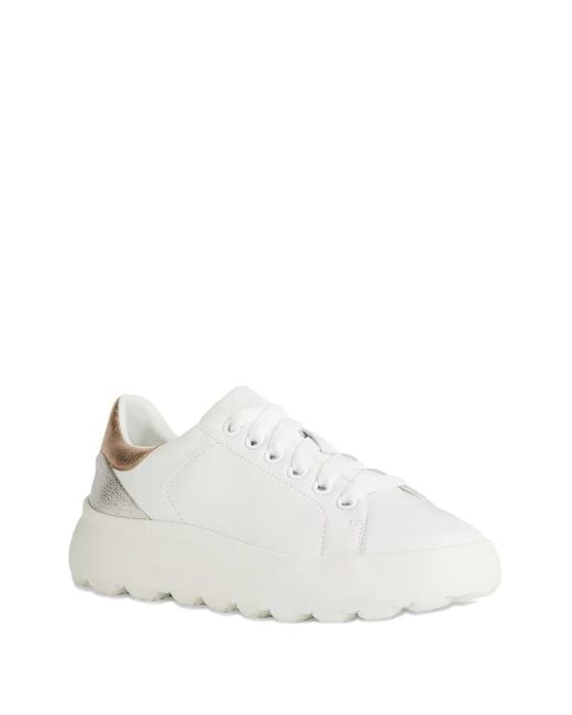 Geox White Spherica Ec4.1 Leather Sneakers