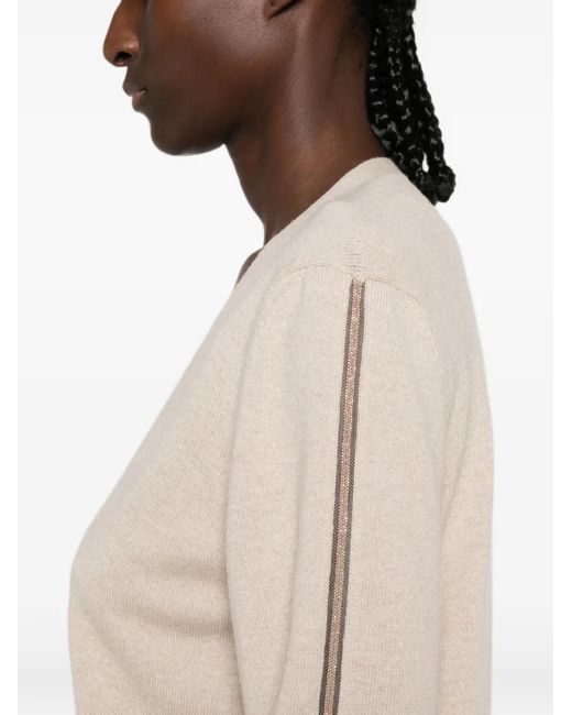 Fabiana Filippi Natural Bead-Embellished V-Neck Cardigan