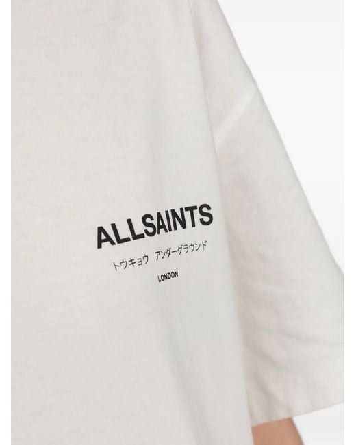 AllSaints White Logo-Print Short-Sleeve T-Shirt
