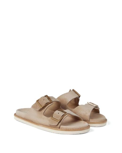 Brunello Cucinelli Natural Two-Strap Suede Sandals for men