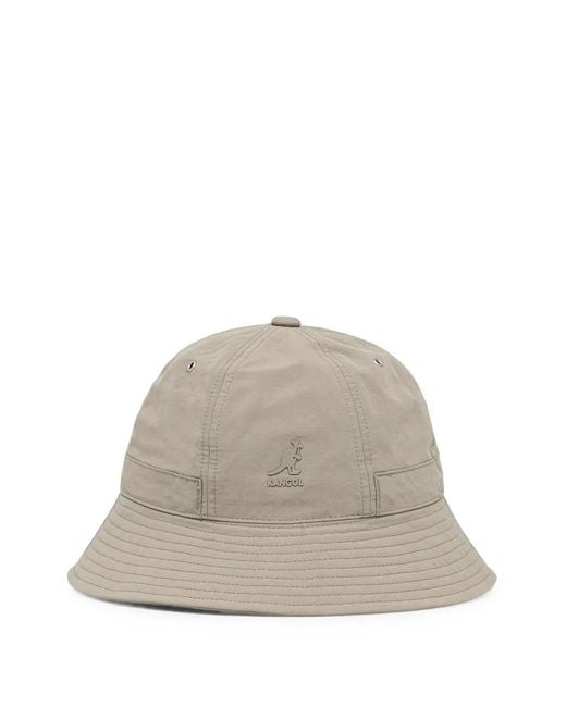 Kangol Gray Logo-Patch Drawstring Bucket Hat for men