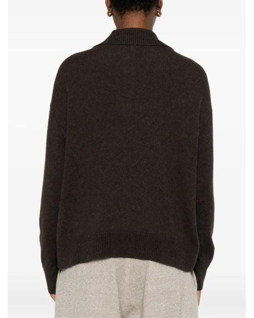 Antonelli Black V-Neck Collared Sweater