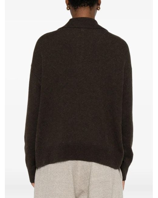 Antonelli Black V-Neck Collared Sweater