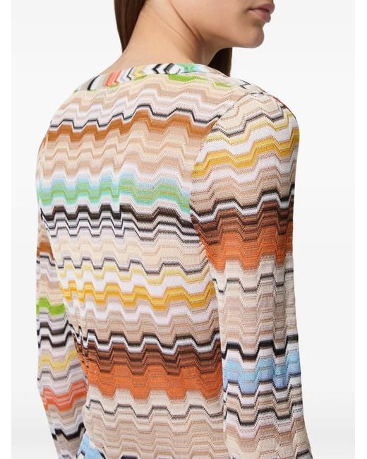 Missoni White Zigzag-Knit V-Neck Mini Beach Dress