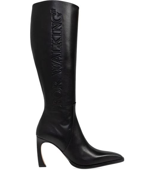 Off-White c/o Virgil Abloh Black Embossed Heeled Boots
