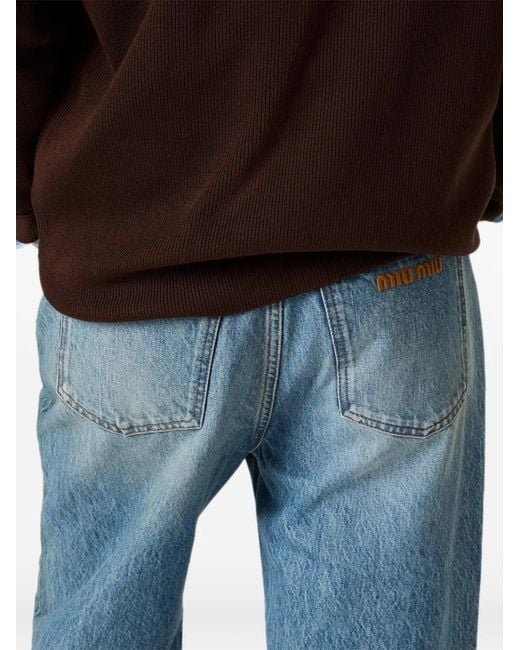 Miu Miu Blue Five-Pocket Washed Denim Jeans