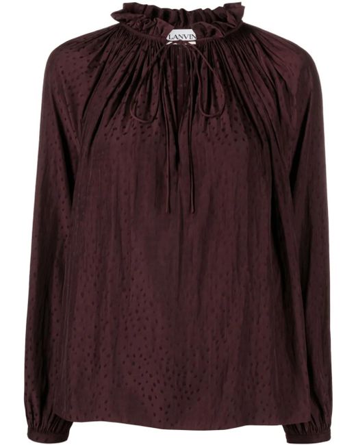 Lanvin Purple Ruffle-Detailed Flared Blouse