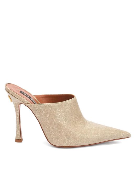 Roberto Cavalli Pink Pebbled Pointed Mules