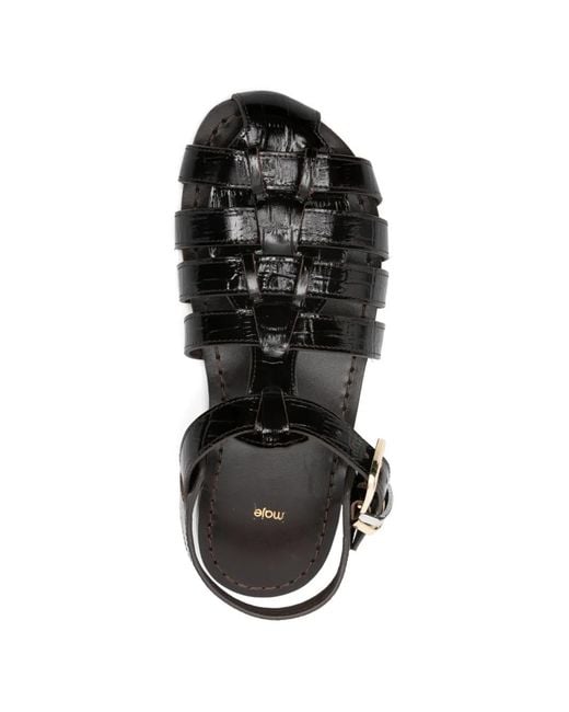 Maje Black Multi-Strap Leather Sandals