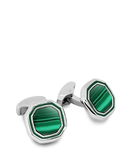 Tateossian Green Octagonal Semi-Precious Stone Cufflinks for men