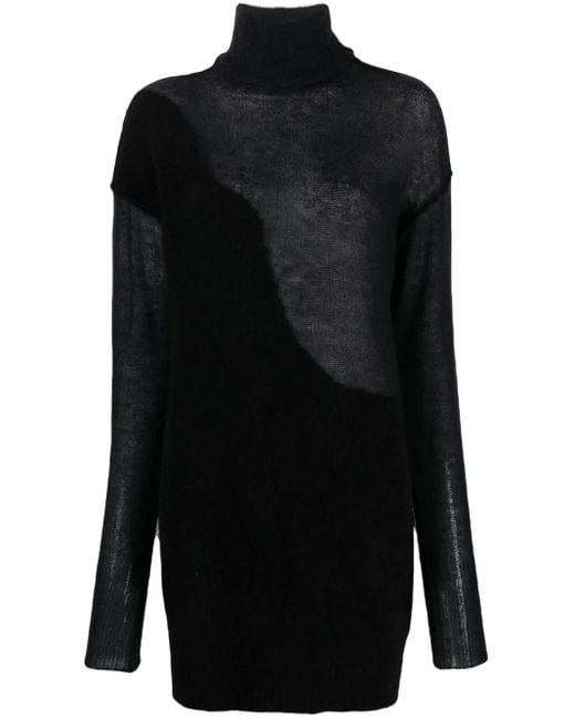 Isabel Benenato Black Roll-Neck Knit Top