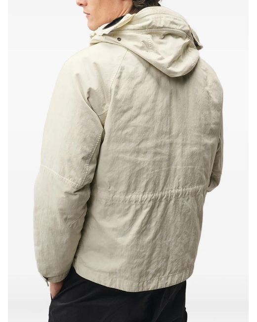 C P Company White Goggle-Detail Hooded Jacket for men