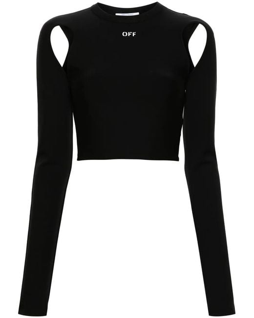 Off-White c/o Virgil Abloh Black Cut-Out Long Sleeve Cropped Top