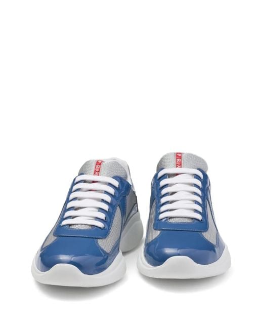 Prada Blue America's Cup Mesh-Panel Running Sneakers for men
