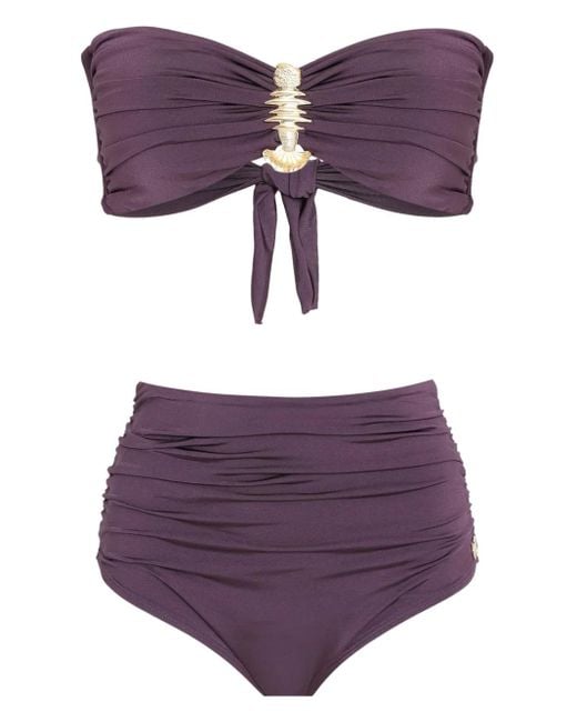 Brigitte Bardot Purple Embellished High-Waisted Bikini Set