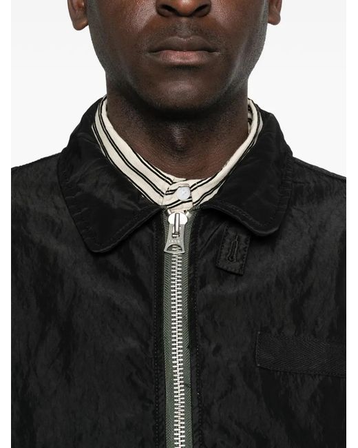 Sacai Black Zip-Up Bomber Jacket for men