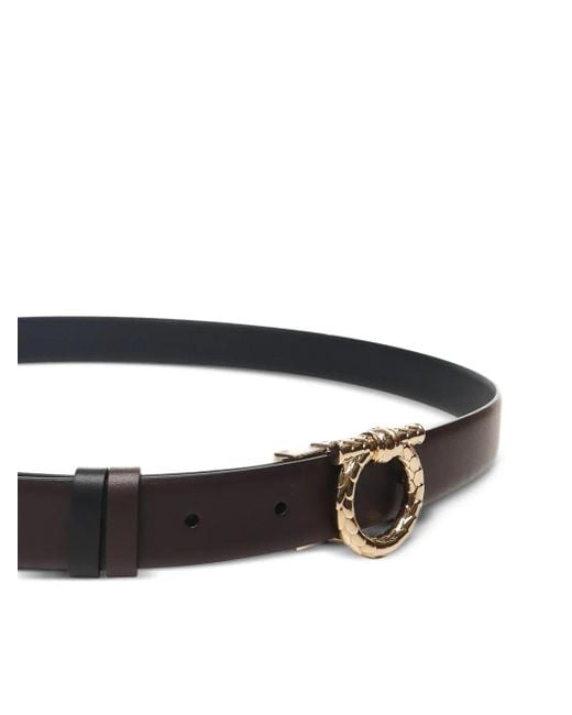 Ferragamo Black Gancini-Buckle Leather Belt